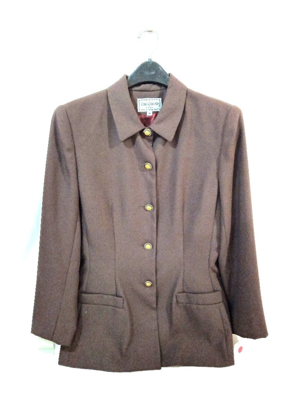 Lena Gabrielle Suit Size 14 Fits L Vintage Women Blazer Brown Color NWT